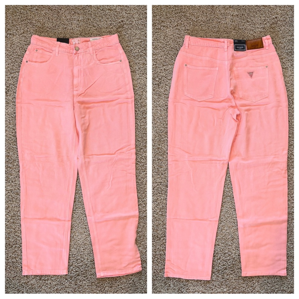Guess Tapered High Mom Jean High Rise Pink W28 x L27